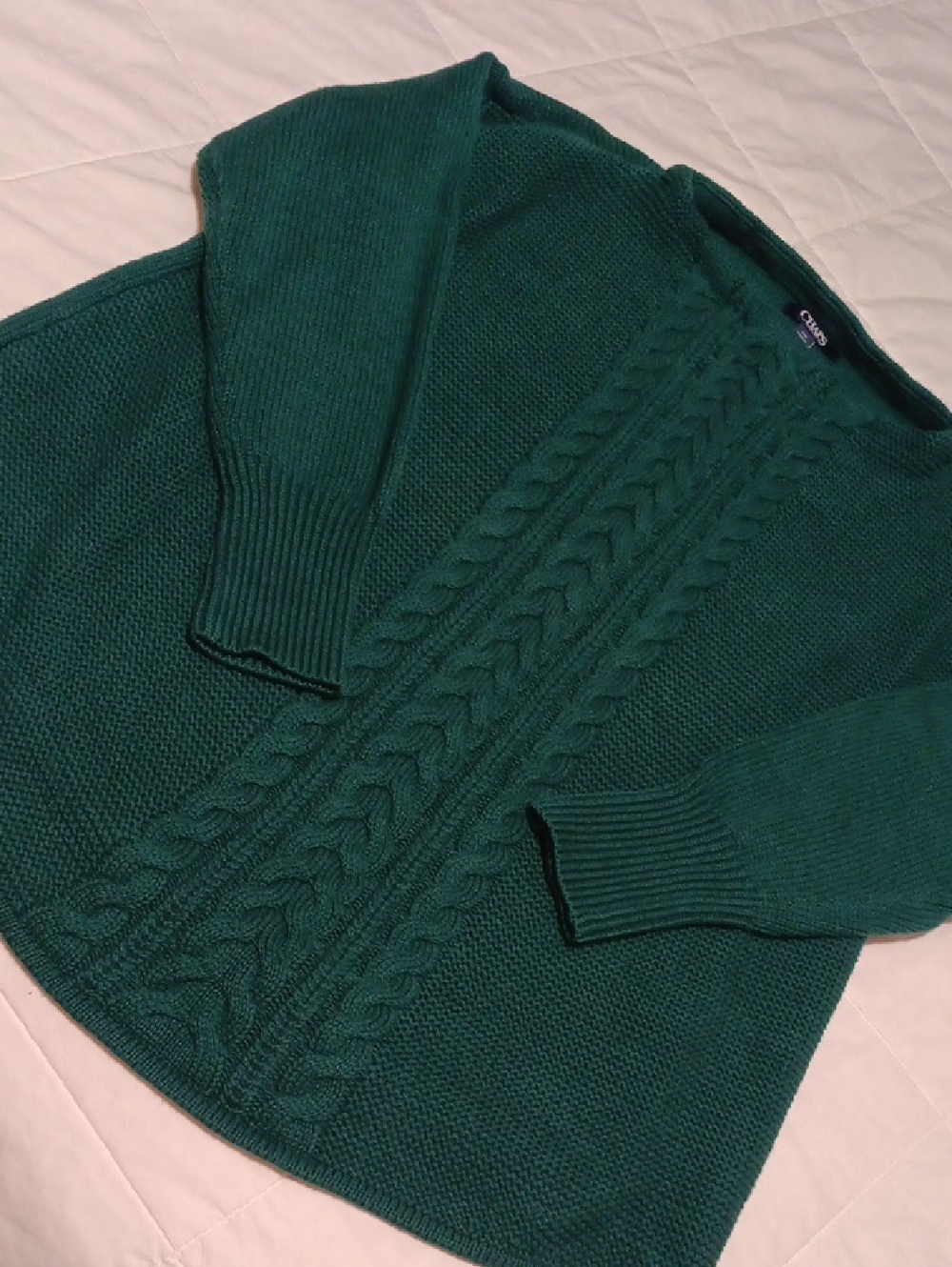 Chaps Forest Green Cable Knit Crewneck Sweater